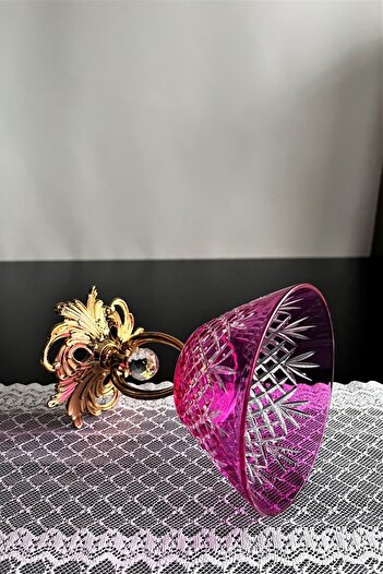 DECOSTYLE Vega Magnolya Kasesi,renkli,metal Ayaklı,dekorlu Kase,çerezlik,dondurmalık 345cc