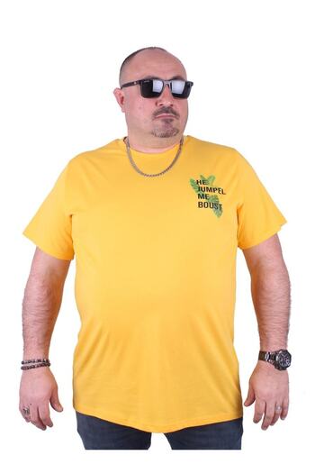 MocGrande Plus Size Crew Neck T-Shirt Jumpel 23109 Yellow