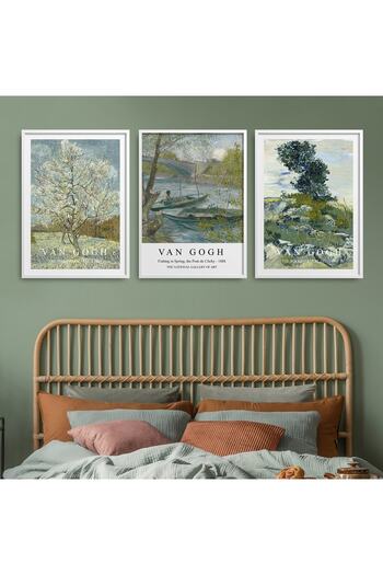 HOMEPACK 3'lü Set Doğal Ahşap Lamine Çerçeveli Klasik Eserler Soyut Vincent Van Gogh 30x40cm 40x60cm Hpn134