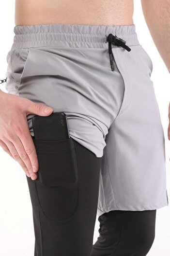 GHASSY CO. Erkek Running Hızlı Kuruma Micropoly Halısaha Antrenman Fitness Uzun Taytlı Outdoor Şort