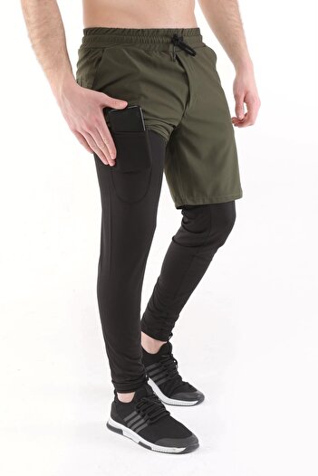 GHASSY CO. Erkek Running Hızlı Kuruma Micropoly Halısaha Antrenman Fitness Uzun Taytlı Outdoor Şort