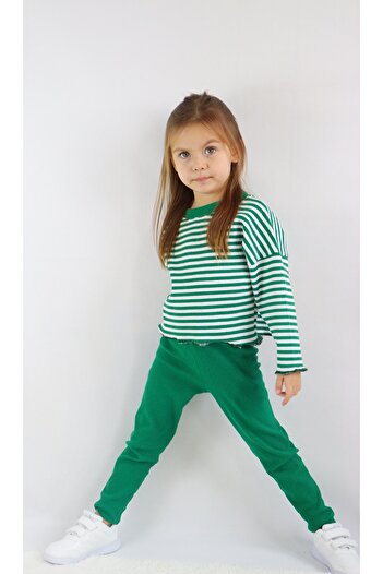 le petit sole Girl's Zebra Striped Camisole Top and Bottom Set