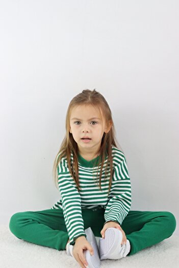 le petit sole Girl's Zebra Striped Camisole Top and Bottom Set