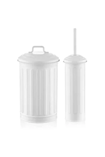 The Mia Glv0060 Dustbin & Toilet Brush Set White