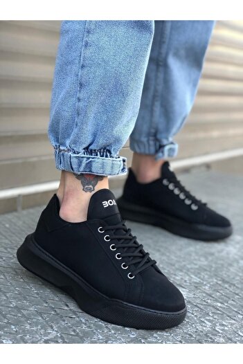 BOA Ba0161 Lace-up Men's High Sole Black Sports Shoes