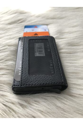 MKM MAN Black Automatic Mechanism Leather Card Holder\wallet
