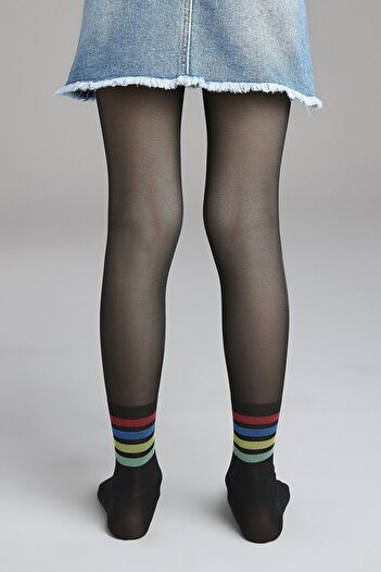 Penti Black Pretty Rainbow Stripe Pantyhose
