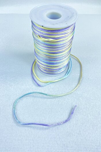 Hobigram 1 mm Floş Satin Ip Ribbon Floss Colier Brăţară Floss Albastru Galben Tonuri Colorate 10 Metri – Floss pentru împletitură –