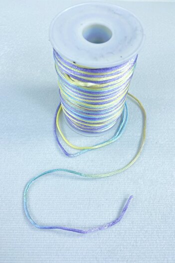 Hobigram 1 mm Floş Satin Ip Ribbon Floss Colier Brăţară Floss Albastru Galben Tonuri Colorate 10 Metri – Floss pentru împletitură –