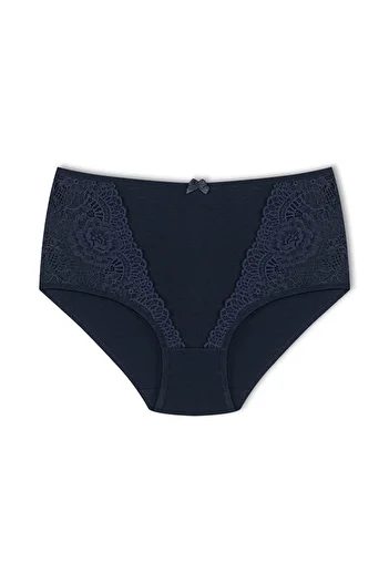 HNX 2-Piece High Waist Large Size Lace Detailed Cotton Bato Women's Panties