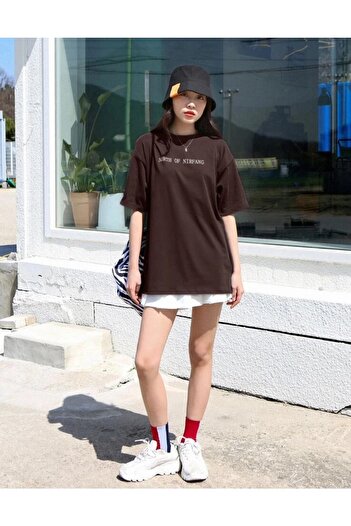 AFROGİYİM Γυναικείο μπλουζάκι North Of Printed Oversize
