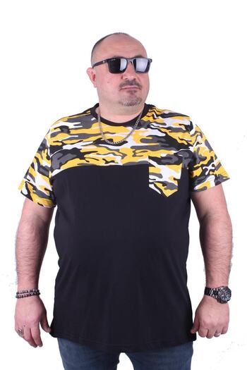 MocGrande Plus Size Men's Camouflage T-Shirt with Pockets 23145 Mustard