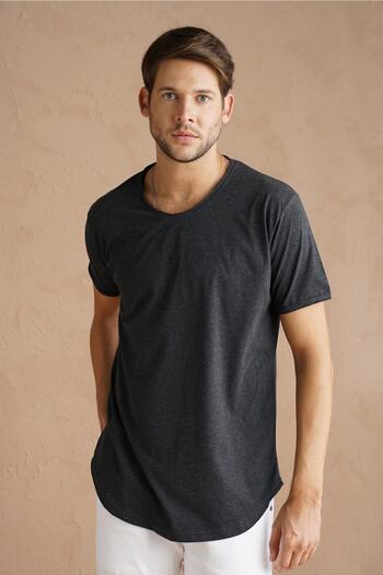 Tarz Cool Men's Smoked Oval Skirt Wide Collar 100% Cotton Short Sleeve T-Shirt