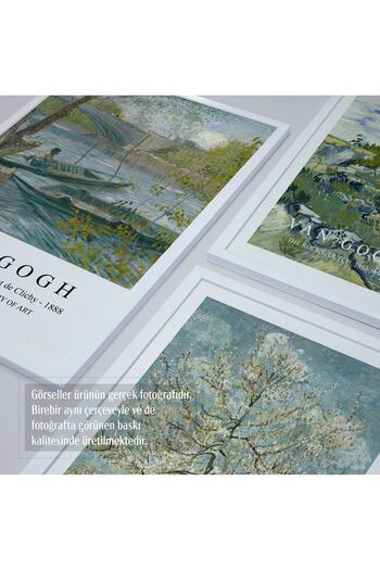 HOMEPACK 3'lü Set Doğal Ahşap Lamine Çerçeveli Klasik Eserler Soyut Vincent Van Gogh 30x40cm 40x60cm Hpn134