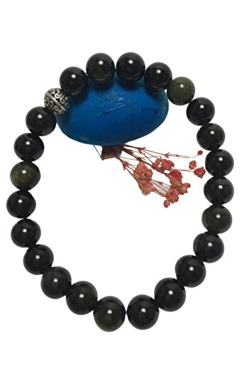 ayrestyle Obsidian Natural Stone Obsidian Elastic Bracelet