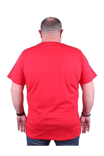 MocGrande Large Size Men's Printed T-Shirt Never 23135 Red