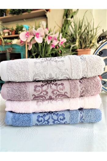 Z&N STYLE Annem Bukle Jakarlı 50x90 см. Набір з 4 розкішних рушників для рук і обличчя (в спеціальній сумці)