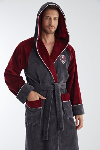 Nuşa Speedway Embroidery Triga Curl Bamboo Cotton Men's Bathrobe