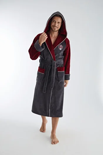 Nuşa Speedway Embroidery Triga Curl Bamboo Cotton Men's Bathrobe