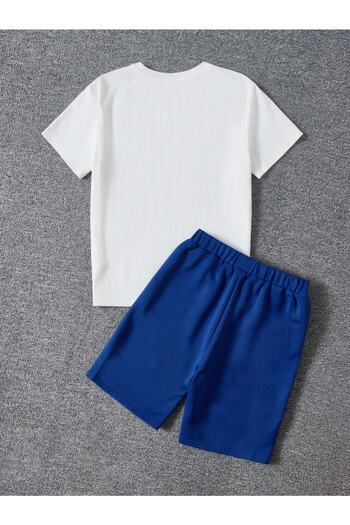 LePold White/blue Paris Printed Girls/Boys Pocket Shorts Set