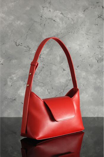Rimense Red Adjustable Strap Covered Zippered and Lined Bag