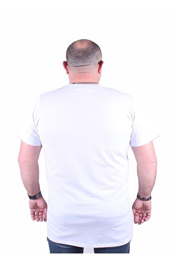 Starbattal Large Size Men's Printed T-Shirt Lightning 23132 White