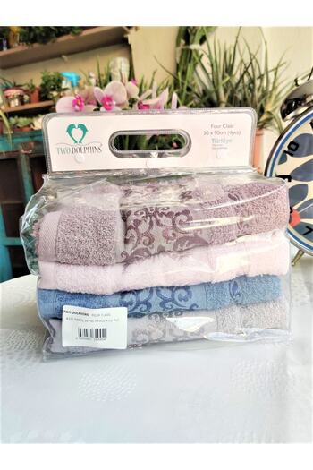 Z&N STYLE Annem Bukle Jakarlı 50x90 см. Набір з 4 розкішних рушників для рук і обличчя (в спеціальній сумці)