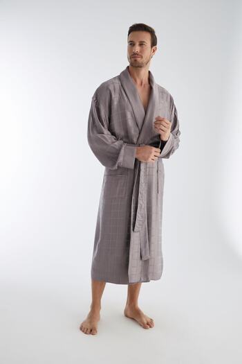 Nuşa Jacquard Viscose Satin Cotton Men's Dressing Gown