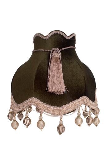 Dekovien Vintage Velvet Khaki Green Bedroom - Living Room Lampshade, Model AB0352