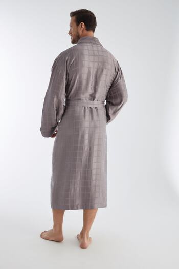 Nuşa Jacquard Viscose Satin Cotton Men's Dressing Gown
