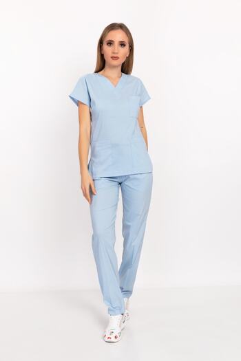 Nur Medikal Giyim Set de uniforme pentru spital pentru medic, asistentă medicală, unisex, albastru bebeluș