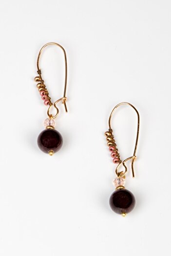 Lila Rosa Ethnic Authentic Earrings with Natural Stone Detail