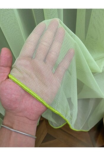 Esse Home Pistachio Green Grek Tulle Curtain Honeycomb Floor 300x260cm (1x2) Sparse Pleat Esse16444