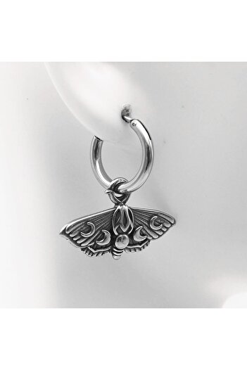 Viking Gothic Hoop Unisex 316l Steel Earrings with Butterfly & Moon Cycle Accessories