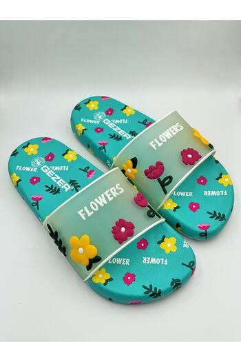 GEZER Non-Slip Sole Flower Patterned Bathroom Pool Beach Wet Floor Slippers Suitable for Daily Use