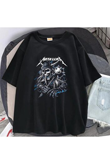 Touz Metallica Knight Skull Принт Чорна Unisex Oversize Футболка