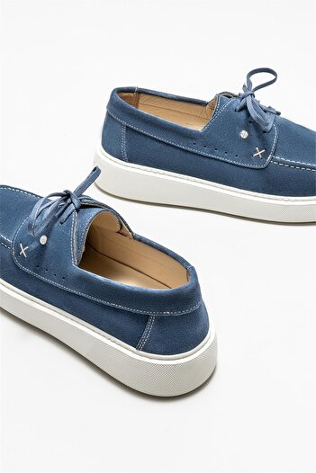 Elle Shoes Mavi Deri Erkek Günlük Ayakkabı