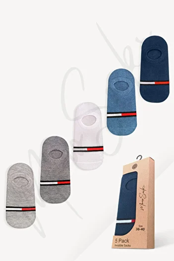 Mono Socks Опаковка от 5 невидими маратонки Чорапи на червени бели райета
