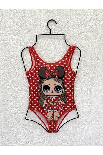 Rs Ramuni Girl's Swimsuit Red Digital Printed Sea Pool Swimsuit Children's Swimsuit