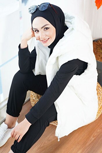 Bigdart T6787 Hijab Short Puffer Vest - White