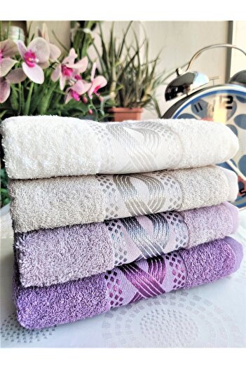 Z&N STYLE Annem Bukle Jakarlı 50x90 см. Набір з 4 розкішних рушників для рук і обличчя (в спеціальній сумці)
