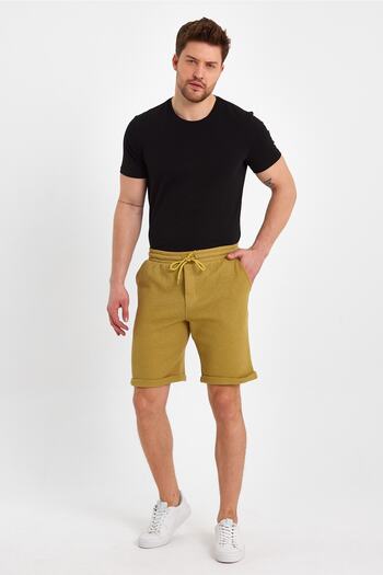 Mad&Calf Men's Waffle Regular Fit Casual Bermuda Shorts