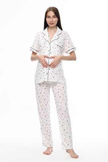 LİKAPA Front Buttoned Maternity Seasonal Short Sleeve Pajama Set
