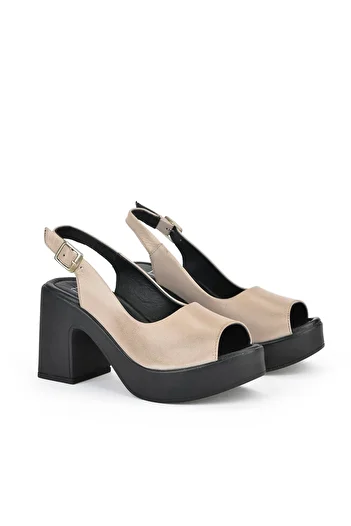 Ziya Genuine Leather Women's Heeled Sandals -141992Z28003 Ice
