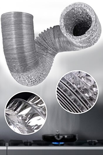Binbirreyon Aspirator Pipe 2mFlexible Hood Chimney Pipe with Aluminum Wire Rd047