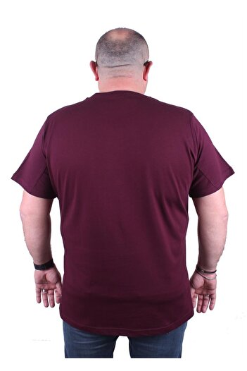 MocGrande Large Size Men's Crew Neck T-Shirt No Gain 23126 Claret Red