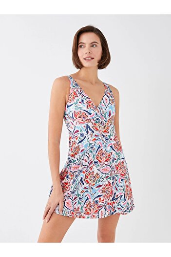 LC Waikiki Lcw Dream V-Neck Patterned Women's Skirted Swimsuit