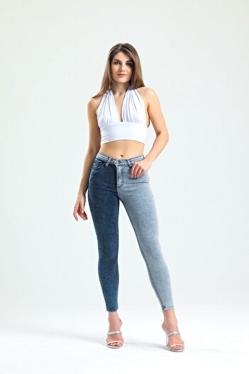 SHEVEGA Women's Navy Blue Gray Lycra Skinny Jeans