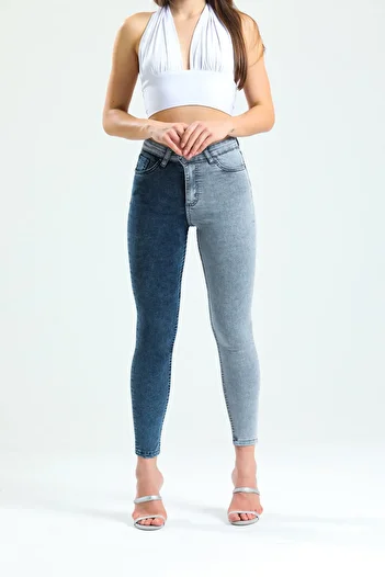 SHEVEGA Women's Navy Blue Gray Lycra Skinny Jeans