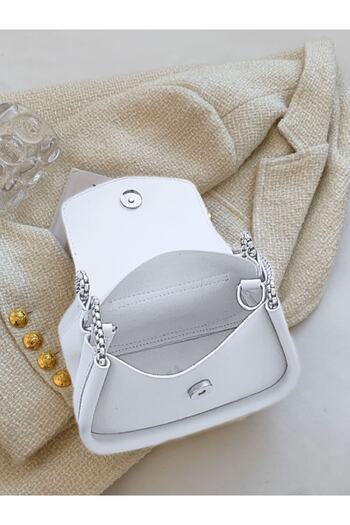 Katusa White Chain Std Baguette Bag - Classic